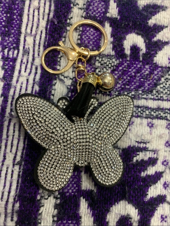 Accessories - Crystal Butterfly Keychain with Gold Hardware